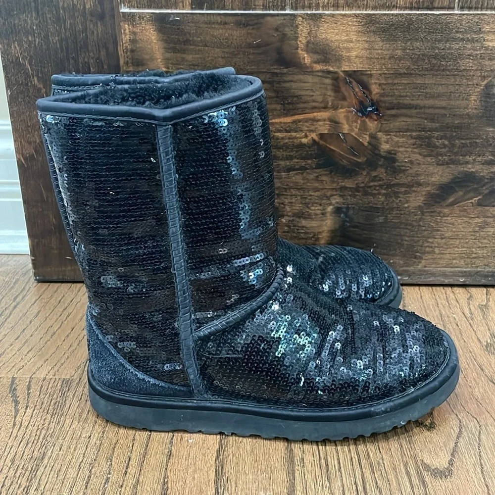 UGG SEQUIN SPARKLE Classic Boots BLACK‎ 7
